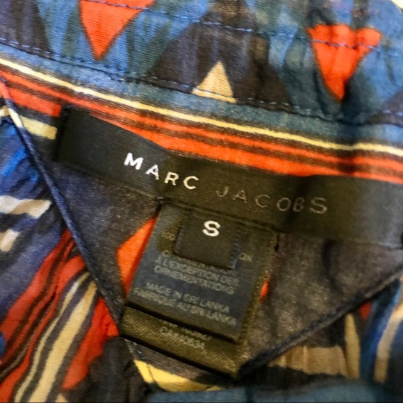 Marc Jacobs Lace-up Sheer Geometric Print Blouse - Picture 7 of 9